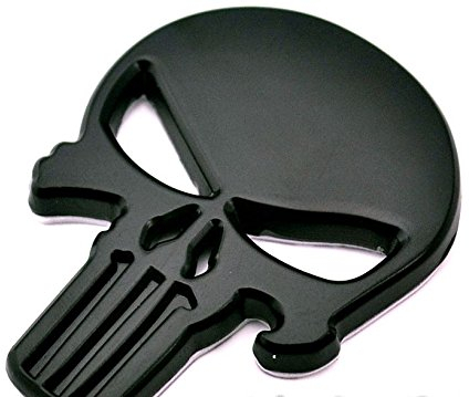 Adesivo per auto Marvell Skull Punisher metallo nero, teschio