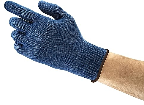 Ansell ActivArmr 78-203 Multi-Purpose Work Gloves, Comfortable and Strong Protection against Cold, Dot Coated Palm, Food Approved, Industrial PPE, Safety Glove Men Women, Blue, Size L (12 Pairs)