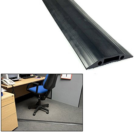 Rubber Cable Floor Cover Protector Trunking Black 82mmx12 1m
