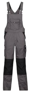 DASSY® Versailles Zweifarbige Arbeitslatzhose mit Kniepolstertaschen - Größe 54 - ZEMENTGRAU/SCHWARZ