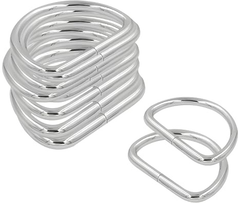 Trimming Shop D-Ring aus ungeschweißtem Metall, robuste Schnallenverschlüsse, halbrunder D-Ring für Handtasche, Gurtband, Geldbörse, Hundehalsbänder, Gürtel, 20 mm, Silber, 10 Stück