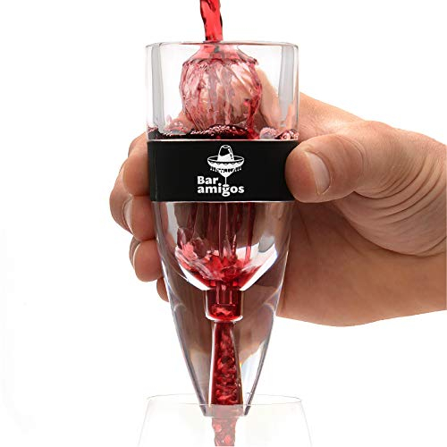 Bar Amigos Premium Wine Aerator Aérateur de Vin Facile à Nettoyer - Comprend Un Support d'affichage, pour vin Rouge et Blanc Boisson