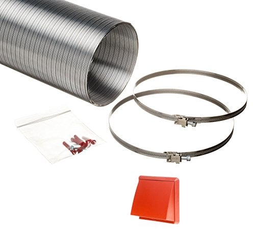 NaplesUK Universal 125mm Cooker Hood Ducting Kit Semi Rigid Aluminium 127mm Internal Diameter Hose Length 1.5 Metre With Cowled Terracotta Grille