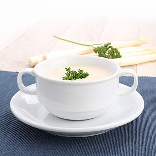 Holst Porzellan TH 025 SET 2 Porzellan Set 2-tlg. Suppentasse/Suppen Obere 0,25 L auf Untere UTA, weiß, 16 x 16 x 6.4 cm 6 Einheiten für 6 Personen