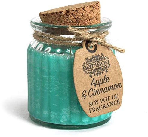 Bamboo 100% Sojawachs Kerze im Glas mit Korkdeckel - Vegan / 100% Natürlich (Apfel Zimt)