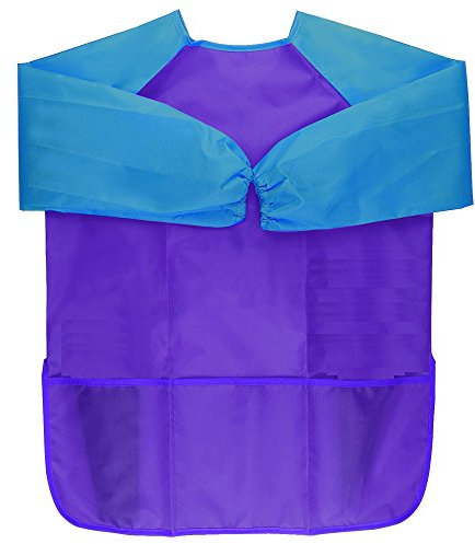 HONBAY Wasserdichte langärmlige Schürze für Kinder, zum Essen, Malen, Küche, Klassenzimmer, Gemeinschafts-Event, Basteln und Malerei, 5–5 Jahre (blau)