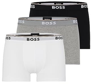 BOSS Men's 3-Pack Stretch Cotton Regular Fit Trunks, White/Gray/Black, L (Pack of 3)