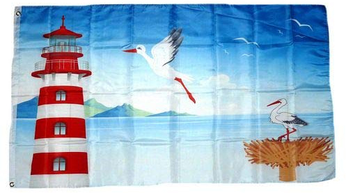 Fahne / Flagge Leuchtturm Storch NEU 90 x 150 cm Fahnen