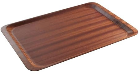 HENDI Serviertablett, AmberBox, Rutschfester Gummibeschichtung, Schock- und bruchfest, flachem Rand, Gastro Tablett, Tablett, 370x530mm, Holzoptik