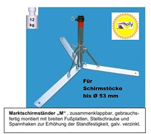 Sonnenschirmständer - aus 4 mm Ø DEUTSCHEM STAHL - DER STABIELO ® - KLAPPBARE SCHIRM - METALLSTÄNDER für SCHIRMSTÖCKE BIS Ø 53 mm - SONNENSCHIRMSTÄNDER - SCHIRMHALTER - MADE in GERMANY - M 53 - mit breiten Fußplatten HOLLY PRODUKTE STABIELO ® - PRODUKTE MADE in BADEN WÜRTTEMBERG -