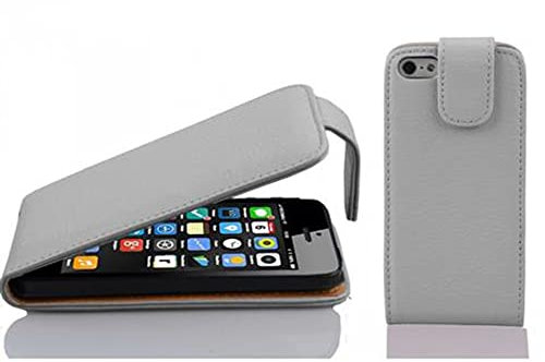 Cadorabo Hülle kompatibel mit Apple iPhone 5C Flip Design aus Premium Kunst Leder Flip Klappbare Stoßfeste Magnetische Cover Hülle für iPhone 5C Tasche in Weiß