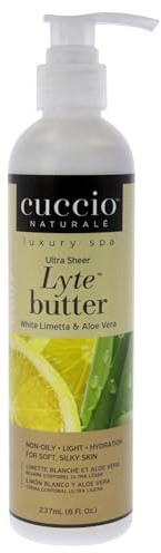 Cuccio Naturale Lyte Ultra-Sheer Body Butter - Replenishing Scented Moisturizer Cream - Deep Hydration To Repair Dry Skin - All Natural, Cruelty-Free Formula - White Limetta And Aloe Vera - 8 Oz