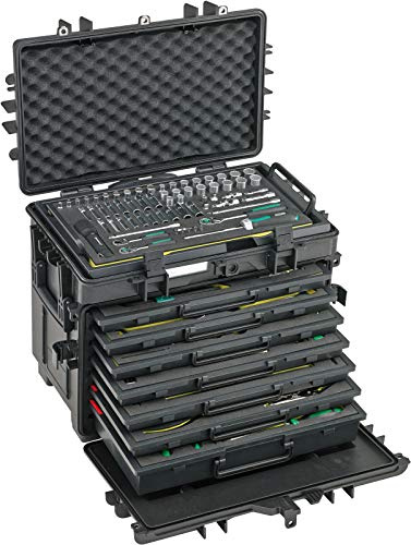 STAHLWILLE Nr. 13221 WT/TS Werkzeugsortiment für Flugzeuge (AOG-Kit) im mobilen Trolley, extrem robust, 8 Werkzeugeinlagen, 163-tlg.