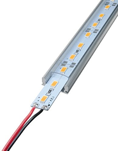 LED Aluschiene Set Alu Profil Schiene durchsichtiger Abdeckung ink. SMD Alustrip Hart Strip Lichtleiste Profil A transparent + Alu Strip Kaltweiß 1 Meter