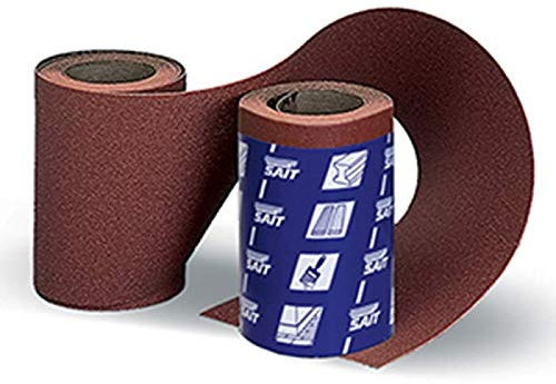 Rollo Lija de papel de 5 metros ancho 115 m.m. Es un abrasivo Corindón con doble capa de resina ideal para trabajos manuales y máquinas orbitales. Uso en seco. (Grano 60)