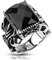 BlackAmazement Edelstahl Ring Black Onyx Schwarz Fleur De Lis Lilie Kristall Gem Gothic Fantasy (57 (18.1))