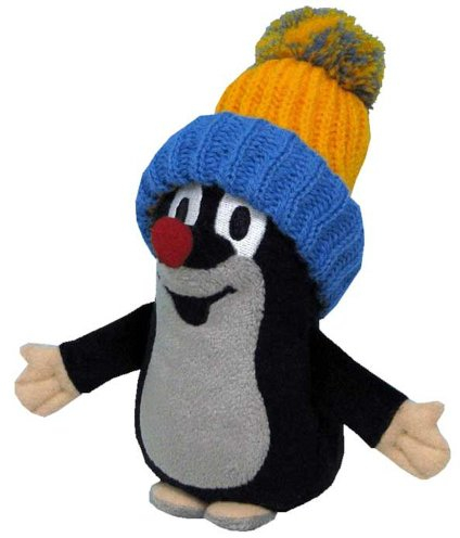 Trullala Plüschfigur Der kleine Maulwurf, stehend mit Mütze blau, 15 cm