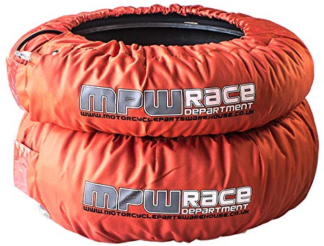MPW Race Dept Analog Motorcycle Tyre Warmers Superbikes Front Rear Heated Cover Orange (180/190)