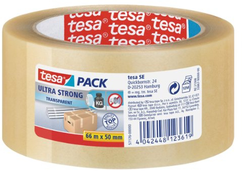 Tesa 5 Rollen Profi Klebeband Ultra Strong 66m x 50mm, transparent