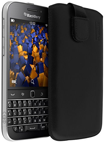 mumbi Echt Ledertasche kompatibel mit BlackBerry Classic Hülle Leder Tasche Case Wallet, schwarz