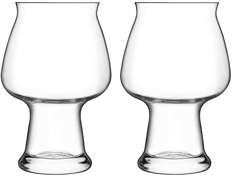 Luigi Bormioli Birrateque 17 oz Cider Beer Glasses (Set of 2) - Craft Beer Glasses for Cider, Hard Cider, Fruit Cider, Laser-Cut Rims, Foam Control - Made in Italy, Dishwasher Safe