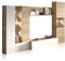 Meubles de Salle à Manger avec LEDs, Meubles de Salle de séjour, Modèle Essential, Finis en White Gloss et Canadian Oak, Mesures : 260 cm (L) x 185 cm (H) x 42 cm (P)