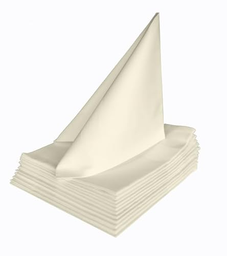 texpot 6 Stück Servietten 50 x 50 cm mit Atlaskante 100% Baumwolle Farbe Sekt Mundtuch quadratisch
