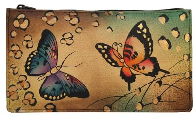 Anuschka Anna by Handpainted Leather Organizer Wallet,Animal Butterfly Wallet