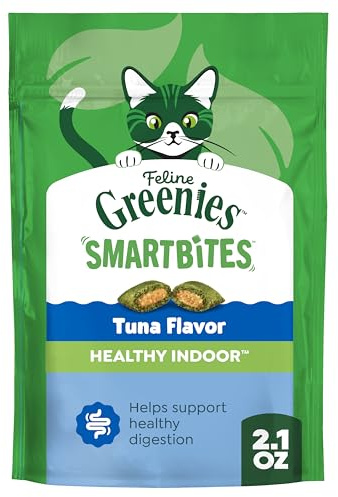 FELINE GREENIES SMARTBITES HEALTHY INDOOR Natural Treats for Cats, Tuna Flavor, 2.1 oz. Pouch