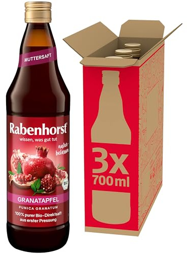RABENHORST Granatapfel Muttersaft BIO 3er Pack (3 x 700 ml) | 100 % purer Granatapfel-Direktsaft aus erster Pressung