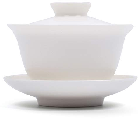 Mozentea Gaiwan - Tazza tradizionale cinese Gai Wan in ceramica per tè gongfu per preparare verdure/oolong/pu-erh/tisane, U-Y-G3 (bianco)