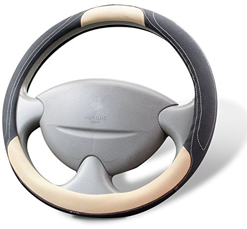 cartrend 60291 Premium Lenkradhülle, Schwarz/Beige