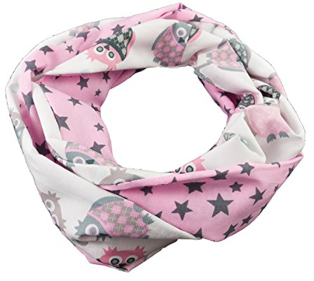 bettina bruder - Kinder-Loop Schlauchschal Eulen Sterne weiß rosa grau - 100% Baumwolle