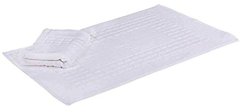 etérea Duschvorleger Frottee - 100% Baumwolle - Carli Kasten Badezimmerteppich - Badematte schnelltrocknend - Bathroom Mat Badvorleger Waschbar - 850 GSM Badteppich 50x80 cm - Weiss