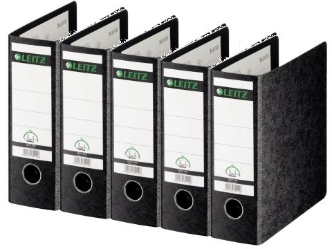 5er Pack Leitz 10750000 Qualitäts-Ordner (für Sonderformate, A5 hoch, 8 cm Rückenbreite, Hartpappe RC) schwarz (5)