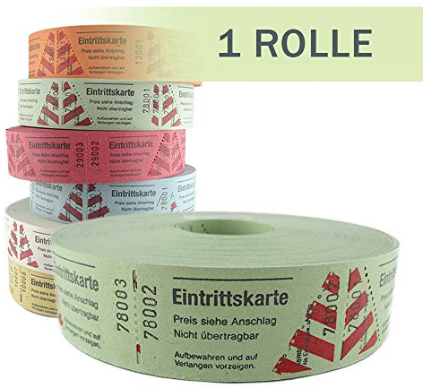 PARTY DISCOUNT Rollen-Eintrittskarten 1000 Abrisse, 1 Rolle, grün