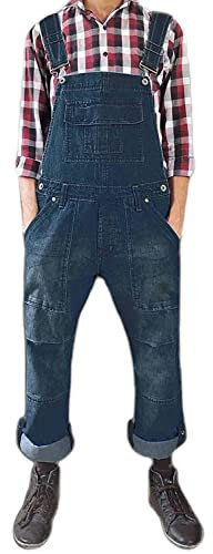 True Face Unisex Dungarees Denim Men Jumpsuit Women Onesie All in One Dark Wash Blue XXL 2XL XX-Large