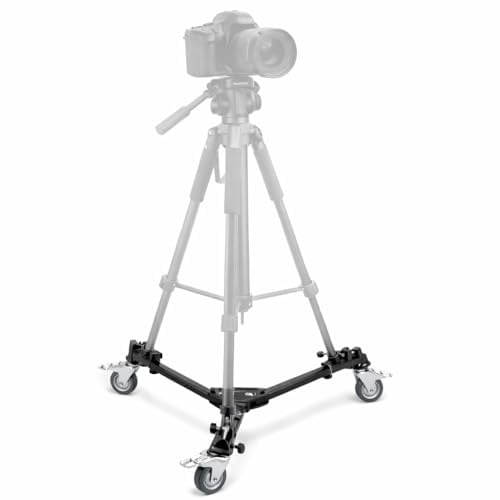 Elite Series Professional Universal Tripod Dolly w/One Step Easy Lock & Locking Wheels for all Cameras and Camcorders & an eCostConnection Microfiber Cloth