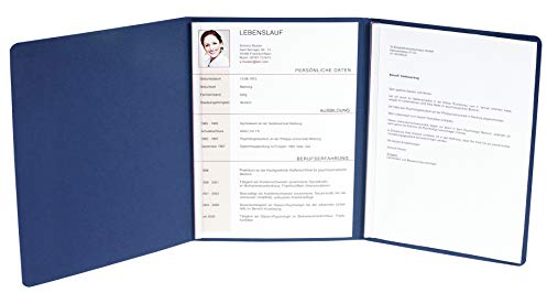 Exacompta 49702B Bewerbungsmappe (vertikale Prägung, 3-teilig mit 2 Klemmschienen Kapazität, 30 Blatt, aus Manila-Leinen-Karton, 400 g, Nature Future, DIN A4) blau