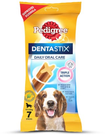 Pedigree Dog Treat for Medium Dogs, Dentastix Daily Dental Chews, 5 Sticks