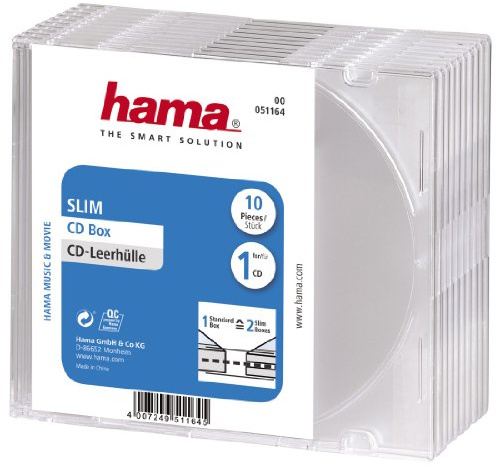Hama CD-Leerhülle Slim, 10er-Pack, Transparent