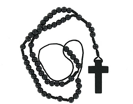 Bonfim Sonderposten - Rosenkranz Halskette schwarz Männer und Frauen. Klassischer Rosenkranz zum Beten mit Kreuz. Rosenkranz Kette Holz ca. 36 cm. Auch Rosenkranz Auto zum Superpreis!
