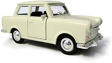 Badusan Trabant 601 Modellauto mit Rückzugmotor Modellauto Limousine weiß ca. 12 cm