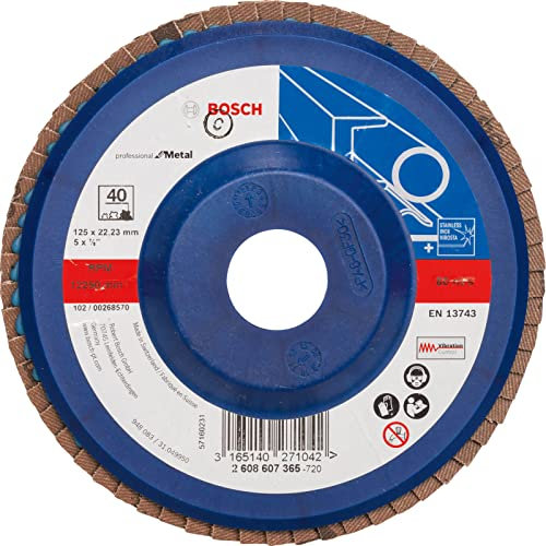Bosch 2608607365 - Disco lamellare, grana 40, ø disco 125 mm, ø foro 22,23 mm, 1 pezzo