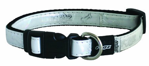 ROGZ Pupz Zing Hundehalsband, verstellbar, mit Reißverschluss, Größe XS, 63 cm, silberfarbenes Glitzer-Design