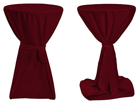TexDeko® Stehtischhussen Premium mit Schleifenband Bordeaux Ø 60cm | Husse für Bistrotisch, blickdicht 170gsm Stoffgewicht, Überwurf, Bartisch, Tischüberzug, Event, Gastronomie, waschbar