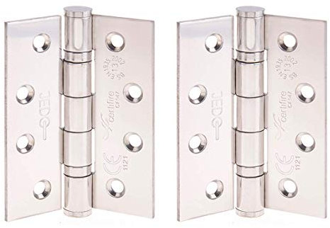 Jedo Polished Stainless Steel Ball Bearing Hinges 100mm Grade 13 + Screws