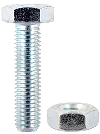 TIMCO 1250SNZB BZP Hex Set and Nut-12 x 50-Zinc-Bag of 18, Silver, Set of 18 Pieces