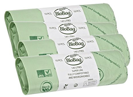 140 Litre x 40 BioBag Compostable Biodegradable Kitchen Food/Garden Waste Wheelie Bin Liner Bags/Sacks (140L) - Certified EN13432