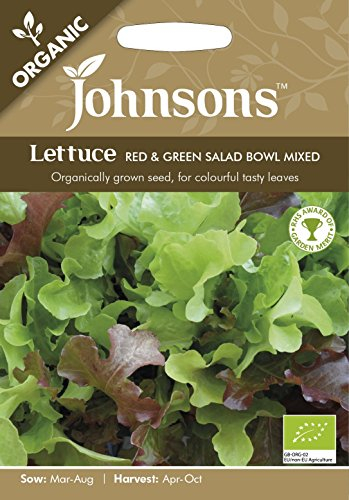 Johnsons Seeds - Pictorial Pack - Vegetable - Lettuce Red & Green Salad Bowl Mixed (Organic) - 750 Seeds